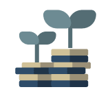 Plants growing from coins icon